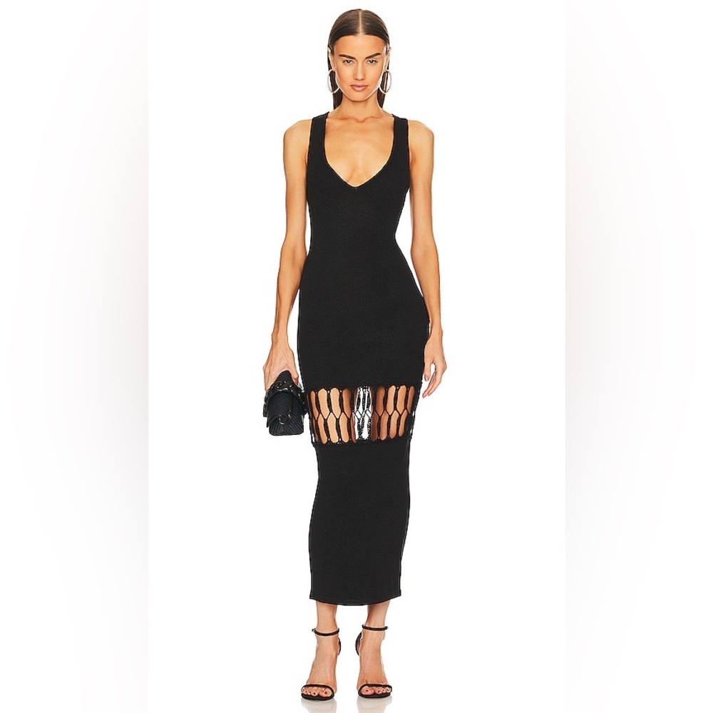 REVOLVE Nicola Mixed Crochet Maxi Dress in Black